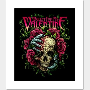 bullet for my valentine - skull on roses Posters and Art